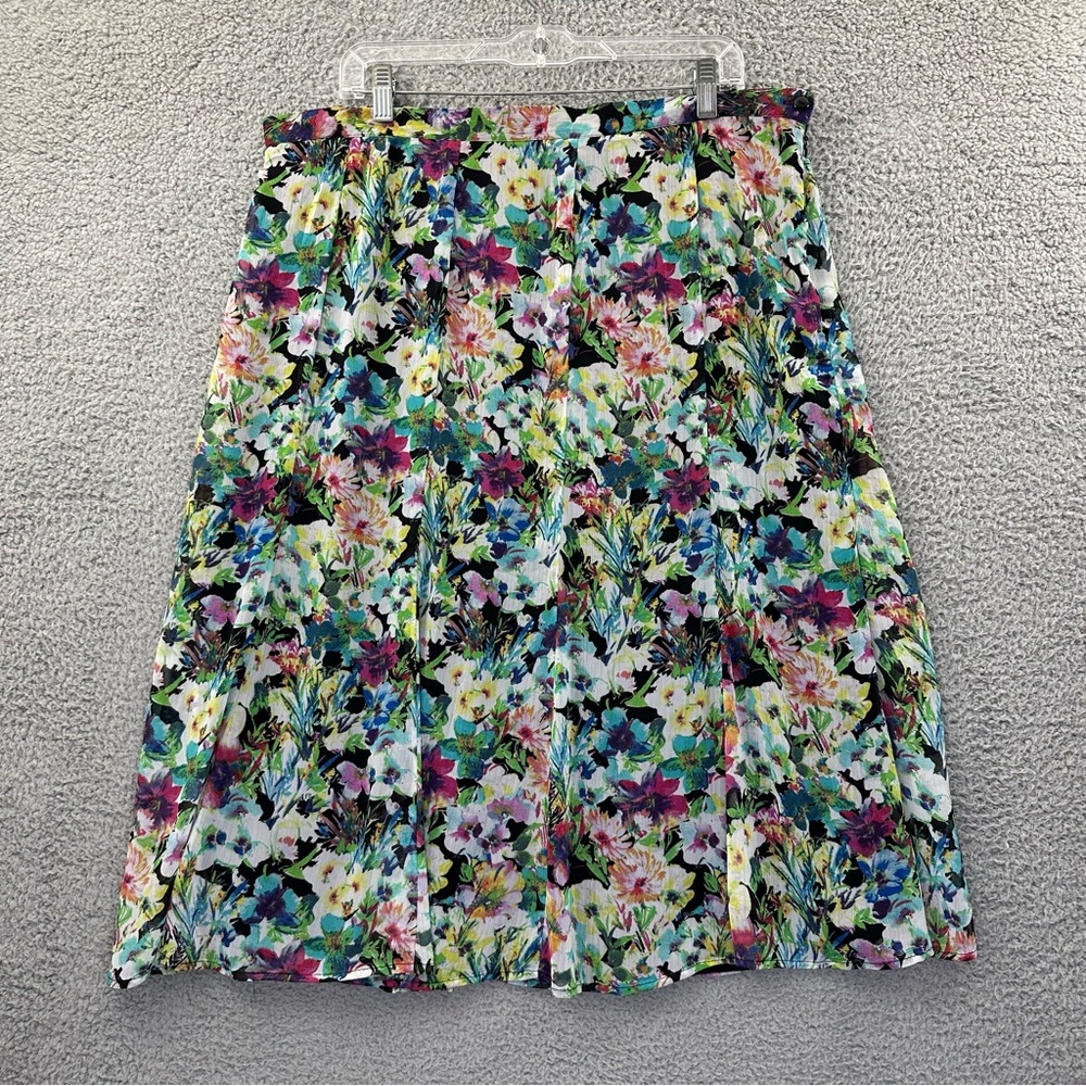Y2K Elementz Pleated Multi Floral Midi Skirt Chiffon Fairy Whimsy Women's 1X